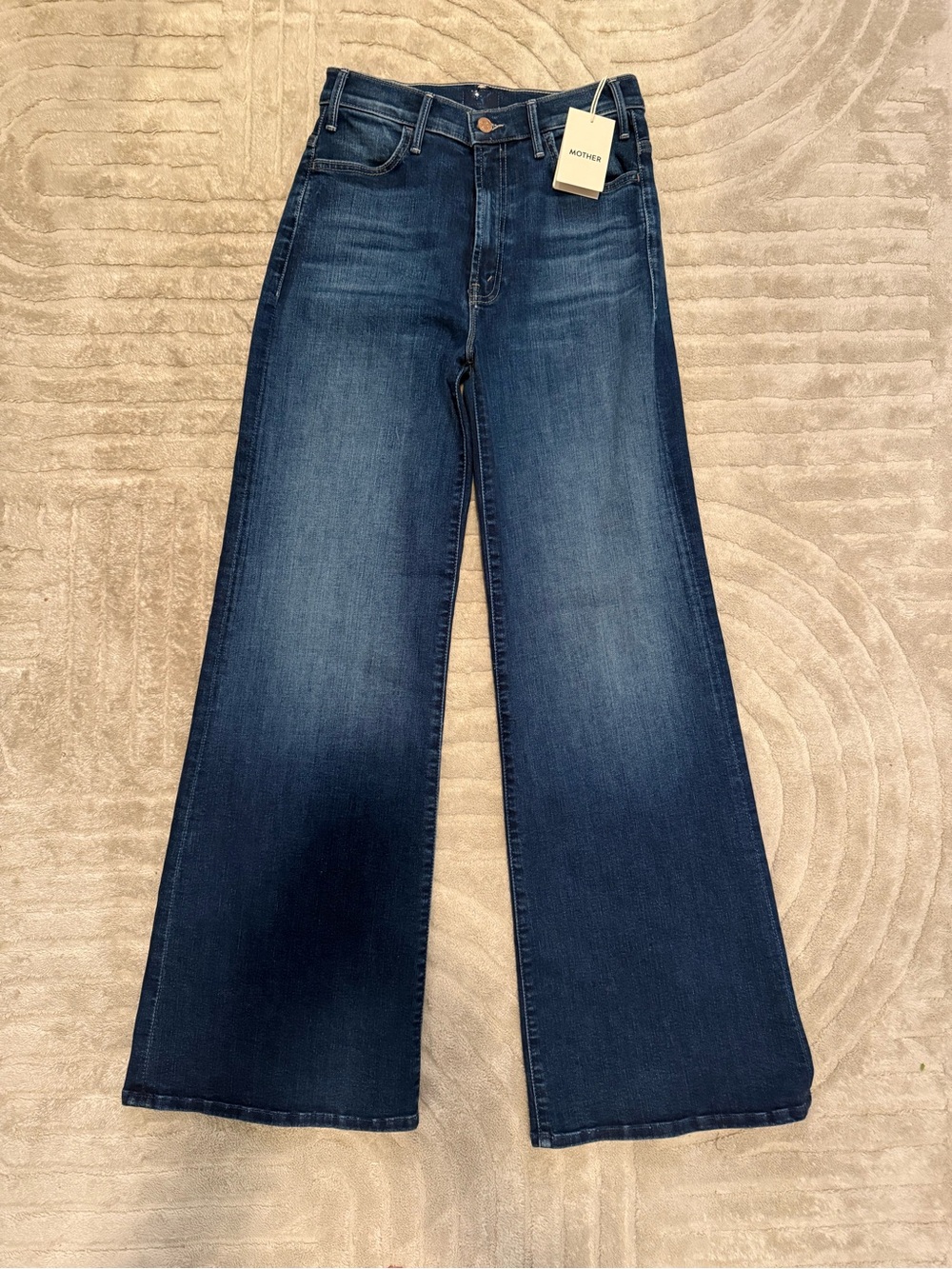 MOTHER High-Rise Wide Leg Jeans in Dark Indigo